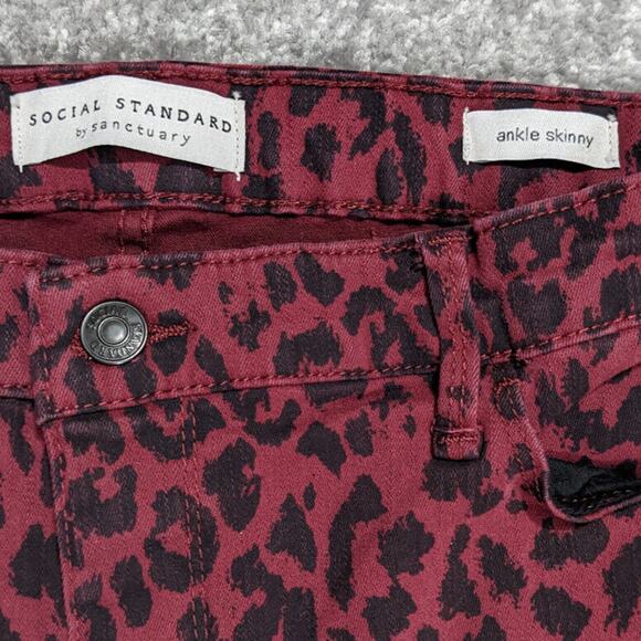 Sanctuary Social Standard Ankle Skinny Leg Jeans Women Size 14 Red Leopard - Picture 2 of 12